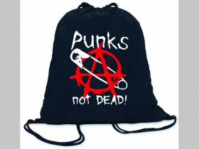 Punks not Dead ľahké sťahovacie vrecko ( batôžtek / vak ) s čiernou šnúrkou, 100% bavlna 100 g/m2, rozmery cca. 37 x 41 cm